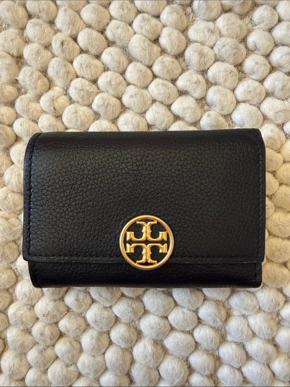 Tory Burch Medium Miller Trifold Leather Wallet, Black
